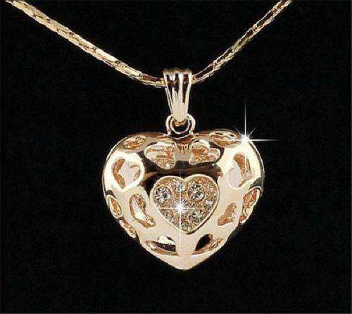 Ladies Beautiful & Elegant 18KT Yellow Gold Filled Heart Necklace
